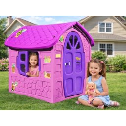 Dohany Roze Velika Kućica za decu 111x120x113cm sa ružičastim krovom ( 502788 )