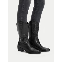 Kožne ženske duboke kaubojke 1-25701-41 crne