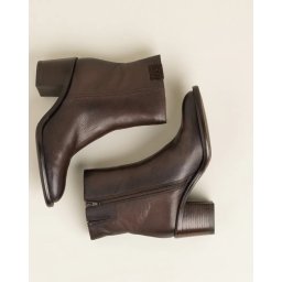 Kožne ženske poluduboke čizme na štiklu 1-25318-45 braon