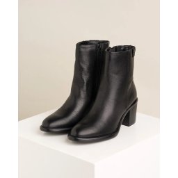 Kožne ženske poluduboke čizme na štiklu 1-25318-45 crne