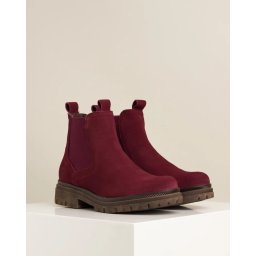 Kožne ženske poluduboke čizme 1-25407-45 bordo