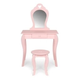 Ecotoys Veliki drveni sto za šminkanje za devojčice sa ogledalom, pink ( FH-KF200011-P )