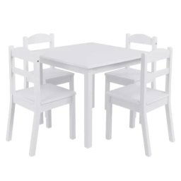 Kinder home dečiji sto sa 4 stolice drveni set za igru i učenje, beli ( TF-6645-V )