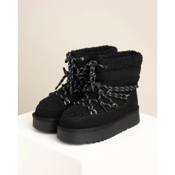 Tople ravne poluduboke čizme LH502539 crne