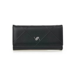 Verde Novčanik ženski pravougaoni sa štepom 1441, 19×3.5×10cm crna ( 16NZV1441B )