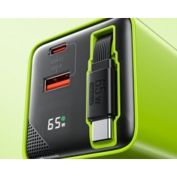 Wekome Superbrzi Strujni GaN Punjac, 2-porta USB (3.0 i 3.1 tipC) 65W W/Display+Kabl USB 3.1 tip C 80cm, žuti WP-U39