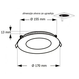 LED PANEL KA-C1 12W 6500K