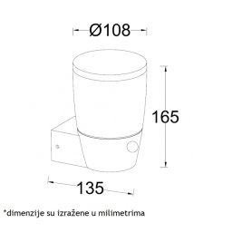 SVETILJKA JM-069 ZIDNA 1*E27 IP54 ANTRACIT
