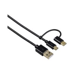 Hama 2u1 micro usb kabl sa usb-c adapterom, pozlata, 1m ( 54512 )