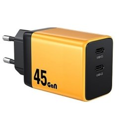 Wekome WP-U33 Superbrzi Strujni GaN Punjač, 2-porta USB (2 x 3.1 tipC) 45W, žuti