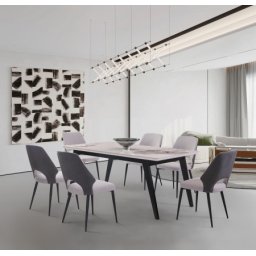 Trpezarijski sto Skala bela keramicka pl/Crne drvene noge 755x900x1800 mm ( 770-056 )