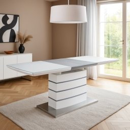 Trpezarijski sto Valerio MDF Beli visoki sjaj 1400(1800)x800x750 mm ( 770-970 )