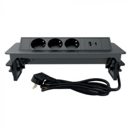 Commel pop-up uticnica 3-struka, usb a+c l=2 m, crna ( c235-102 )