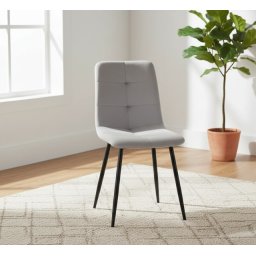 Trpezarijska stolica 1225 Svetlo Siva/Metalne crne noge 425x390x920mm ( 775-519 )