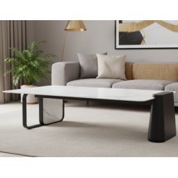 Klub sto Aurora Bela Keramicka ploca /Crne metalne noge 1390x700x375mm ( 800-622 )