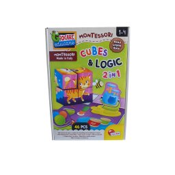 Montesori edukativna drvena slagalica cubes & logic 2u1