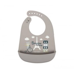 Canpol babies silikonska portikla sa džepom bonjour paris navy beige 74/027 ( 74/027_bei )