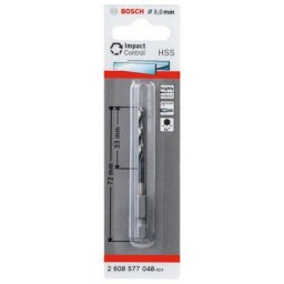 Bosch HSS spiralna burgija sa šestostranim prihvatom 3,0mm 3 x 33 x 72 mm ( 2608577048 )