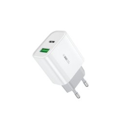 Wekome WP-U53 Super brzi Strujni GaN Punjač, 2-porta USB (3.0 i PD-tipC) 20W, beli