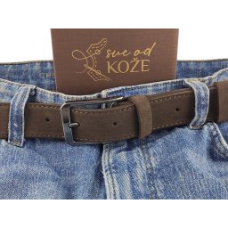 Smeđi muški kaiš od prevrnute kože za farmerice i pantalone