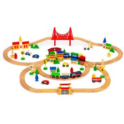 DRVENA SET ŽELEZNICA NA BATERIJE 90 ELEMENATA