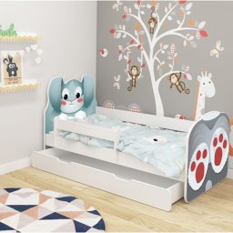 KREVET ZA DECU ANIMALS 140X70 CM SA DODATNOM FIOKOM WHITE ACMA VII