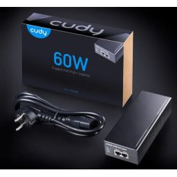 Cudy POE300 60W Gigabit PoE+/PoE Injector, 802.3at/802.3af Standard, Data and Power 100 Meters