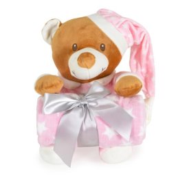 Cangaroo Baby ćebe 90-75cm sa plišanom igračkom addie bear pink ( CAN1657 )