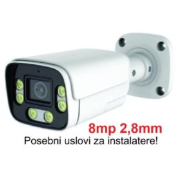 CAM-IP8MP-HAQ60D GMB kamera 8mp P6SLite 2.8mm-F1.6 Starlight POE IP66 Dual LED 6xIR+6xFull Color MIC