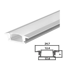 Set aluminijumski profil za LED trake 1m 24.7x7