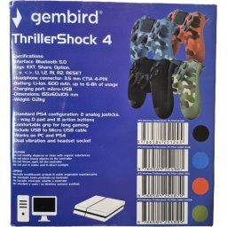 JPD-Wireless-Thrillershock PC/PS4 BLACK Gembird Bezicni gamepad sa dvostrukom vibracijom v2