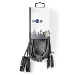 Nedis COTH15210GY30 Balanced Audio Cable 2x XLR 3-Pin muski na 2x RCA muski, 3m, PVC, Dark Grey