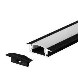 ALUPROFIL ZA LED TRAKE SA DIFUZOROM 2M UGRADNI SET CRNI