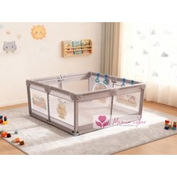 Joy siva+print ogradica za bebe 127x127 cm ( 22686 )