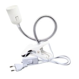 Fleksibilno sijalično grlo E27 sa štipaljkom i prekidačem - Belo