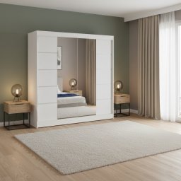 Klizni plakar Koko Belo/Belo sa ogledalom 2500x2150x580 ( 830-213 )