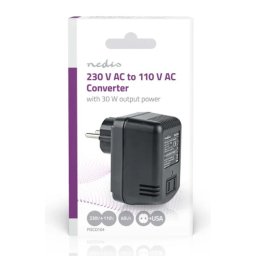 NEDIS POCO104 Konvertor snage, 230V AC 50Hz, 30W, Euro, Black Omogucava upotrebu opreme iz SAD u Evropi