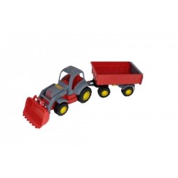 Igračka za decu crveni traktor sa kašikom i prikolicom 67x17x18cm ( 045027 )