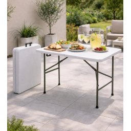 Sklopivi sto sa metalnom konstrukcijom 122x61x74 beli