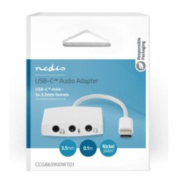 Nedis CCGB65900WT01 USB-C adapter 2.0 na 3,5mm ženski, 0,1m, Okrugli, Niklovani, ABS/PVC
