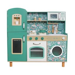 KINDER HOME Dečija drvena kuhinja – vintage stil sa elektronskim pločama za kuvanje, svetlima, zvucima i funkcionalnim dodacima