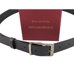 Crni ženski kaiš od boks kože za farmerice i pantalone