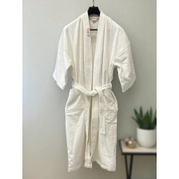 Bade mantil Pliš 4XL veličina Bela boja -Kimono Y-2 ( VLK000313-Y2 )