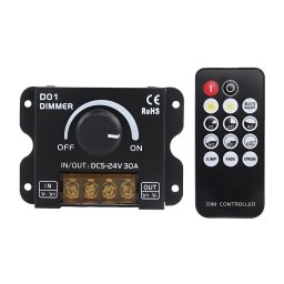 DIMER ZA JEDNOBOJNE LED TRAKE SA DUGMETOM SA DALJINSKIM 5/12/24V 150/360/720W PROSTO
