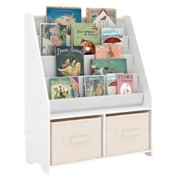 Kinder Home Dečiji drveni organizator 2 u 1, polica za knjige i kutije za odlaganje igračaka ( JVTR-3317 )