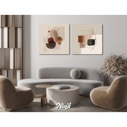 Apstraktni diptih u toplim neutralnim tonovima – DIGITAL ART slike na platnu ms259