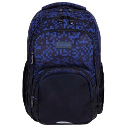Ranac đački anatomski 3zipa 1džep AB200 Blue Bricks 25.Head crno-plavi