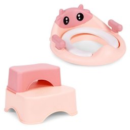 Adapter za WC šolju sa stepenicama i platformom za decu, roze, ECOTOYS