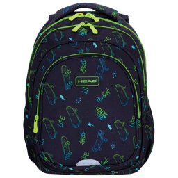 Ranac đački anatomski 2zipa 1džep veći AB300 Skate Lifestyle 24.Head crno-zeleni