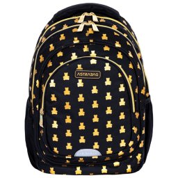 Ranac đački anatomski 3zipa AB330 Golden Teddy Astrabag crno-zlatni